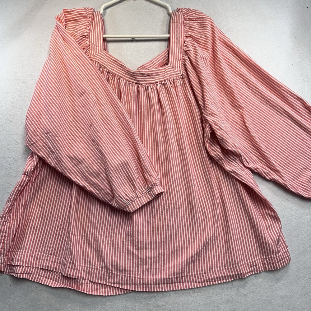Terra Sky 2x Women's Top Lightweight Cotton Coral/Salmon Pink W/White Stripes